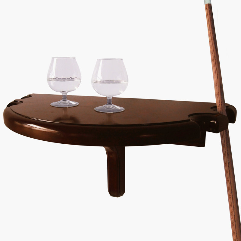 Walnut Wood Half Moon Game Room Wall Shelf with Cue Cutouts