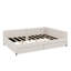 Lit plateforme tapissier avec port USB et 2 tiroirs, beige-1568409014