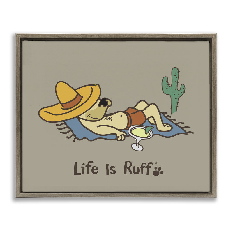 «Siesta Dog in Desert Floater» par LIR, H 25 po x l 31 po, Cadre flottant orme Montalcino
