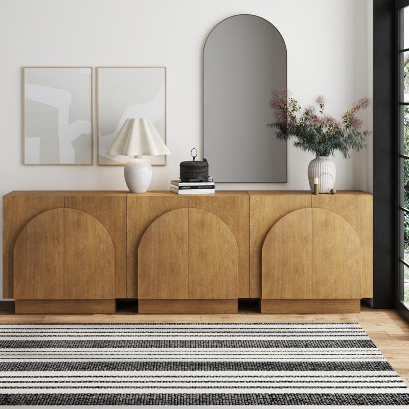 Eastampton Solid Wood TV Stand 2 - Door Accent Cabinet (3-Piece Set), Light Brown
