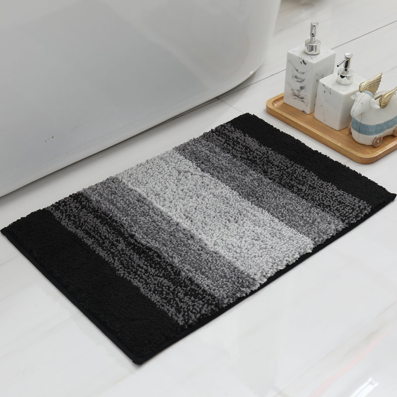 Tapis de bain moelleux et absorbant l'eau, L 23,62 po x l 15,75 po, Noir, noir, noir, noir