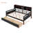 Daybed, Wood Slat Support, With Bedside Shelves And Two Drawers, Espresso-2144919539