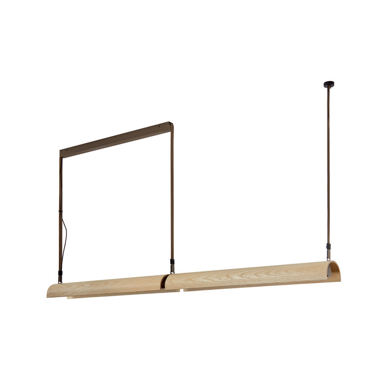 Aluet - Luminaire suspendu S / 100 / 2L à DEL à intensité variable - Lumière indirecte - 0 à 10 V à intensité variable - Abat-jour en bois de frêne