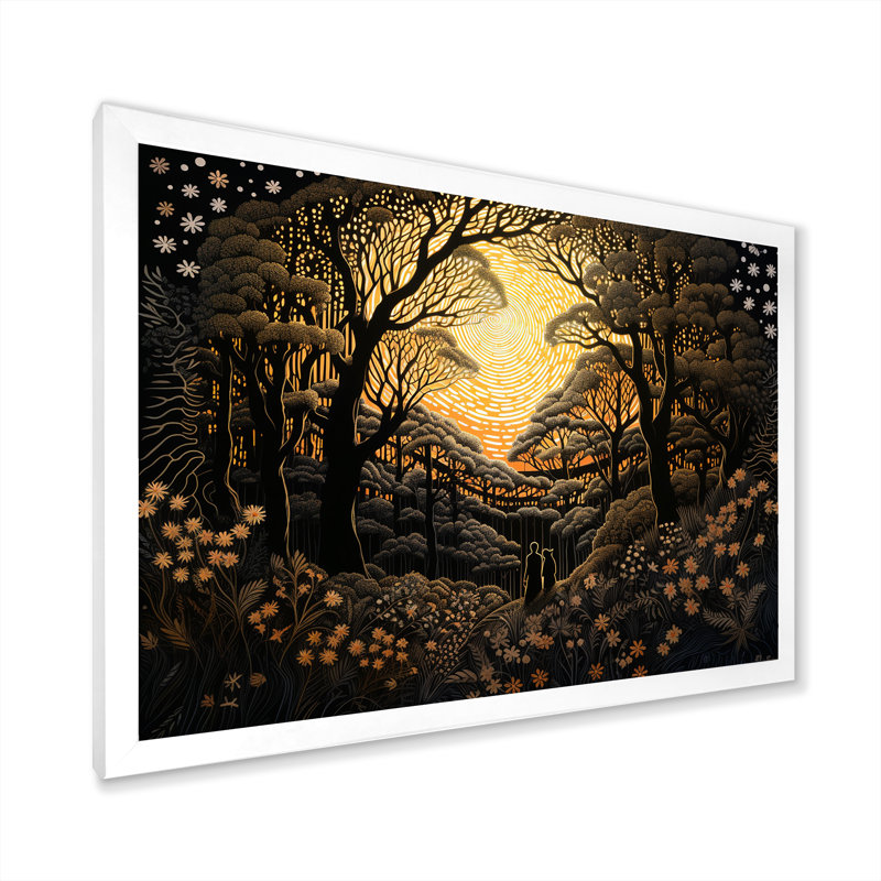«Countryside Romance Magical Full Moon Trees», reproduction sur toile, H 12 po x l 20 po x P 1 po, Cadre photo blanc