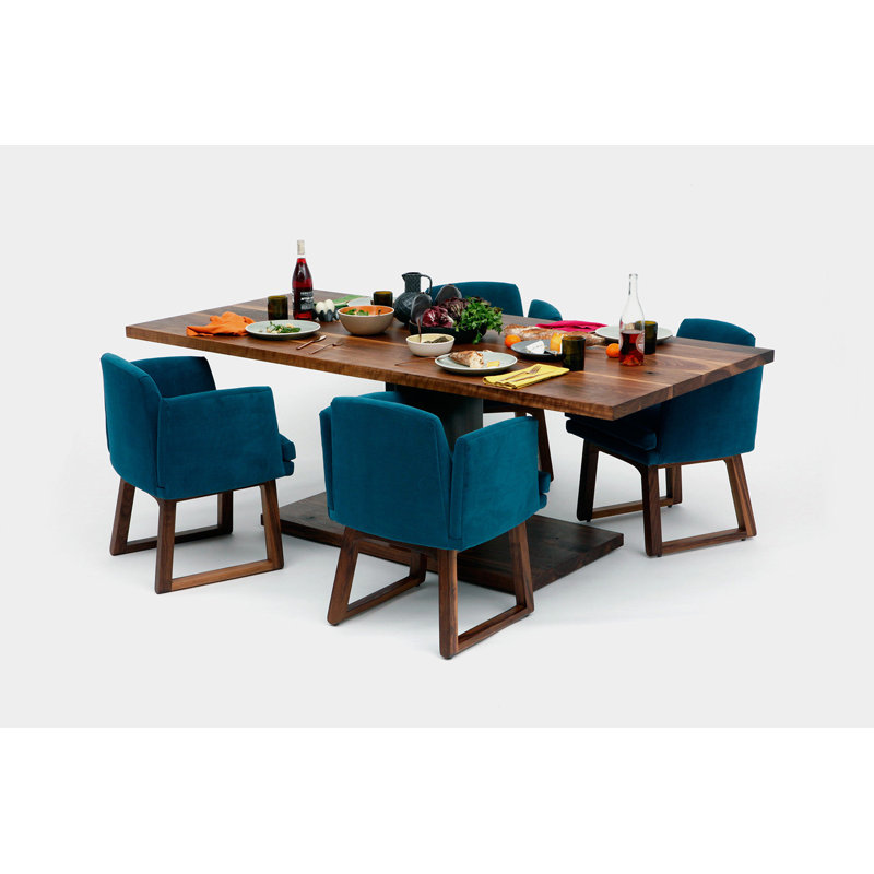 Allison 18'' H Velvet Upholstered Walnut Armchair, Admiral