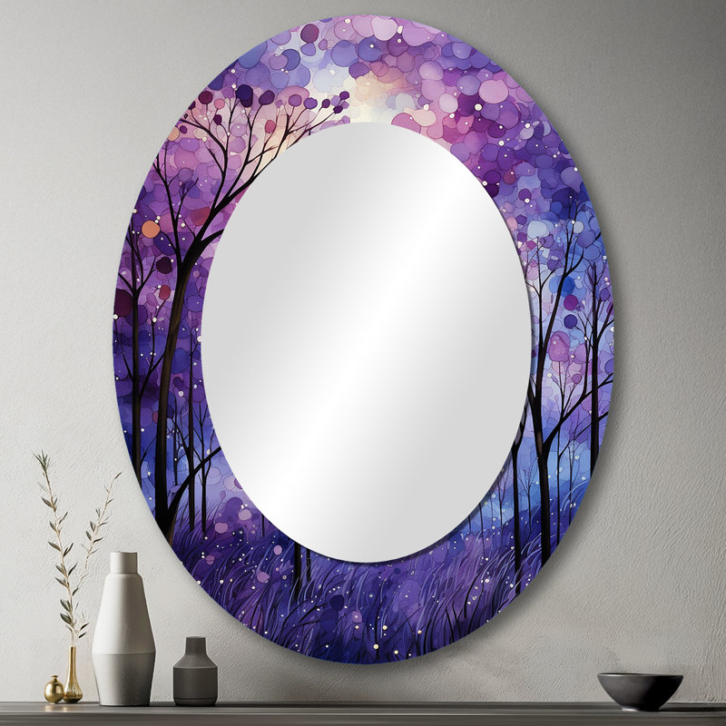 Violet Serenade - Miroir mural ovale moderne mauve, 43 po x 33 po