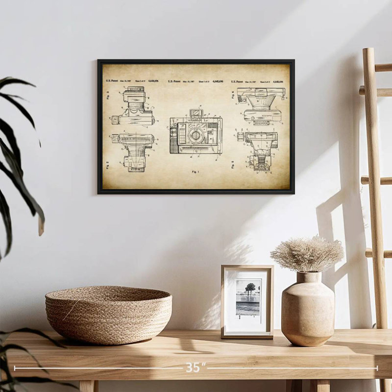 Automatic Focus Camera Patent, 19" X 13", Floating Frame Black
