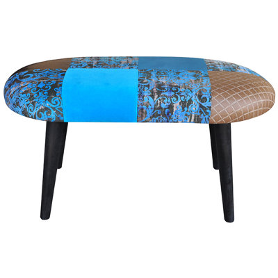 Patchwork Polyester Blend Upholstered Bench