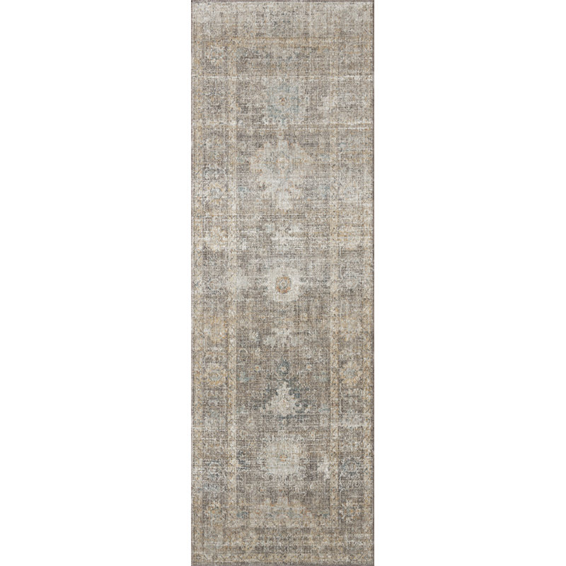 Millie Stone Natural Floral Synthetic Runner Rug 2.7x12