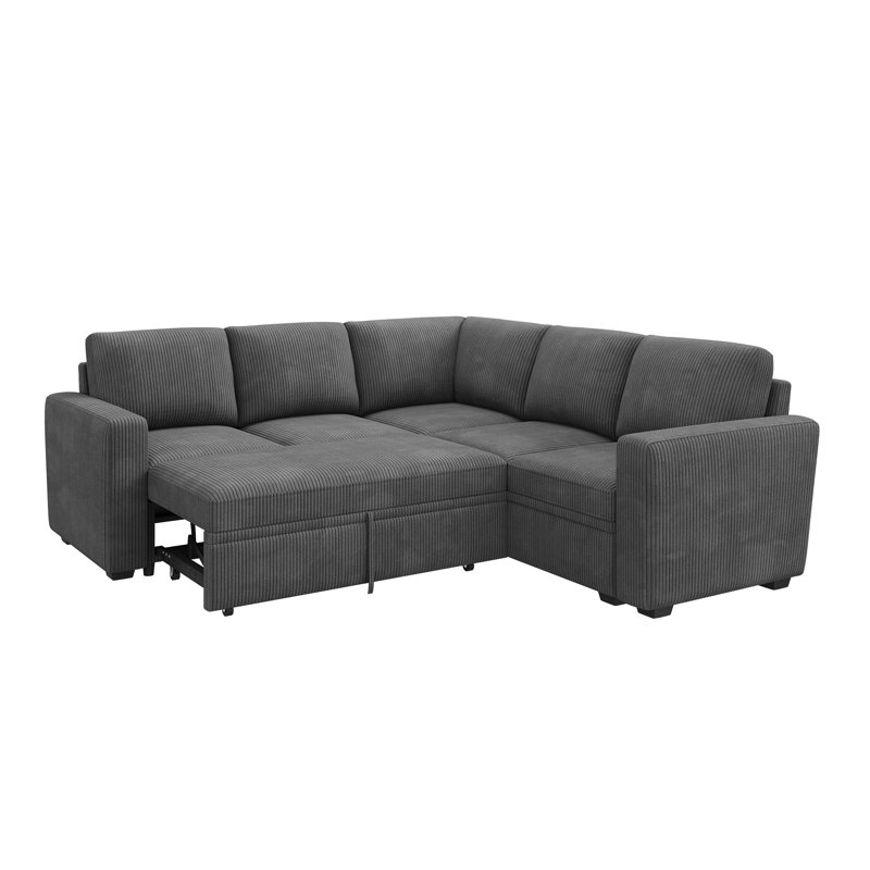 Canapé-lit modulaire en L Anureet Latitude Run®, Couduroy gris