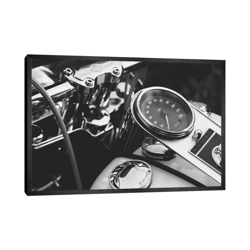 Harley Gauges - Print on Canvas, 66.04 cm H x 45.72 cm W, Black Framed