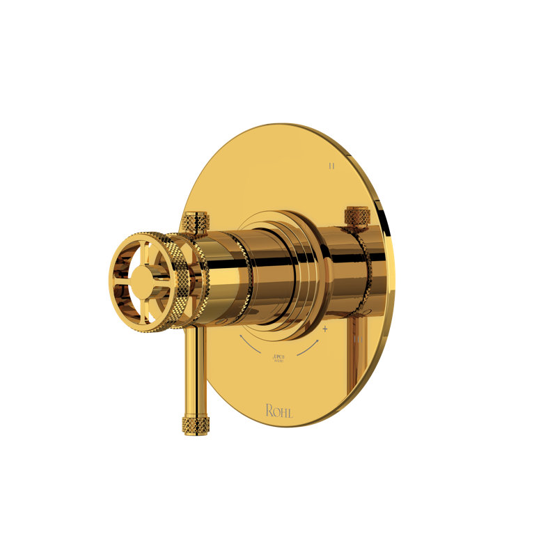 Jacalyn 1/2" Therm & Pressure Balance Trim With 5 Functions, Unlacquered Brass