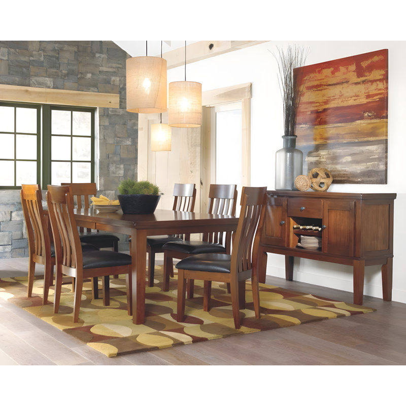 Rustic Brown Dining Buffet With Wine Rack, Adjustable Shelves, And Storage