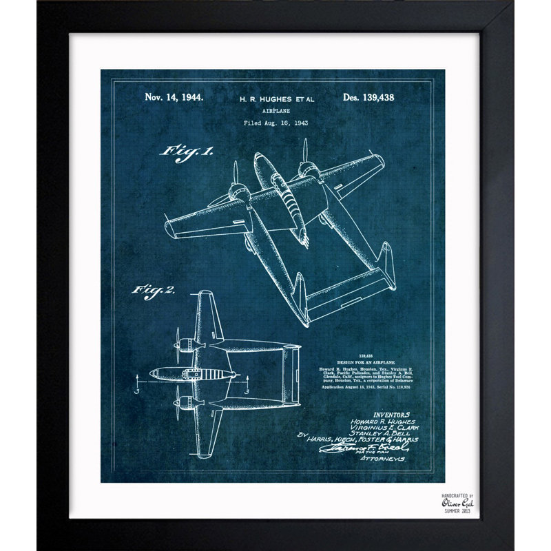 Avion - Reproduction d'art graphique sur papier, H 33,5 po x l 27,5 po x P 0,5 po