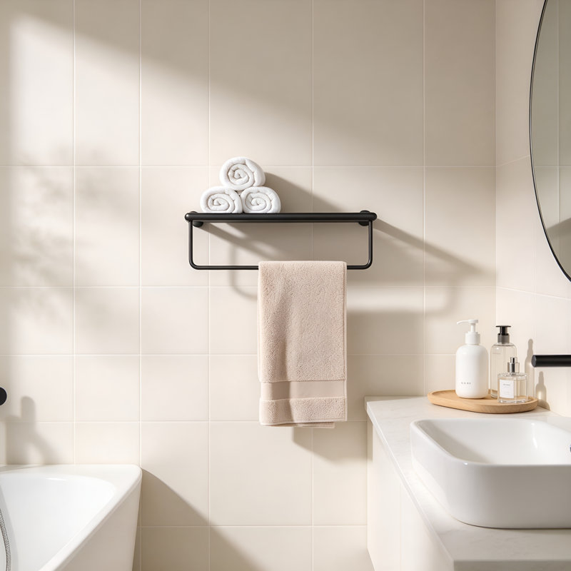 25.75 " Brass Wall Mounted Towel Rack, MatteBlack