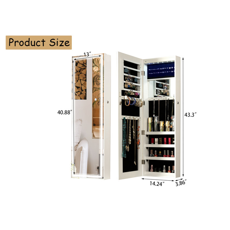 Armoire à bijoux murale large 14,24 po Arelus, Brun