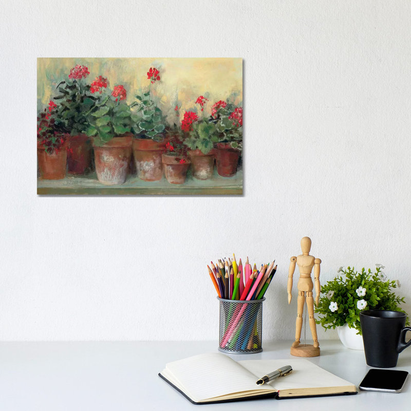 Kathleen's Geraniums 1 Piece Wall Art on Canvas, 20.32 cm H x 30.48 cm W, Wrapped Canvas