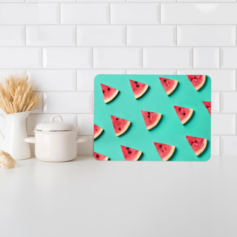 Planche à découper en verre à motif pastèque parfaite pour la cuisine offrant une touche moderne pour la préparation des fruits et de la viande