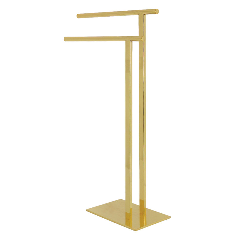 Kingston Brass Edenscape Freestanding Dual Towel Rack, Polished Brass