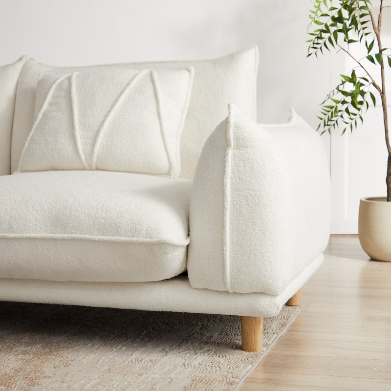 Le canapé en velours de style moderne de 125 pouces avec repose-pieds comprend 3 coussins, Beige