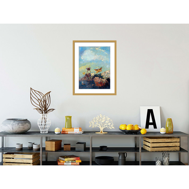 «Butterflies» par Odilon Redon, impression giclée sur cadre, H 29,5 po x l 23,48 po