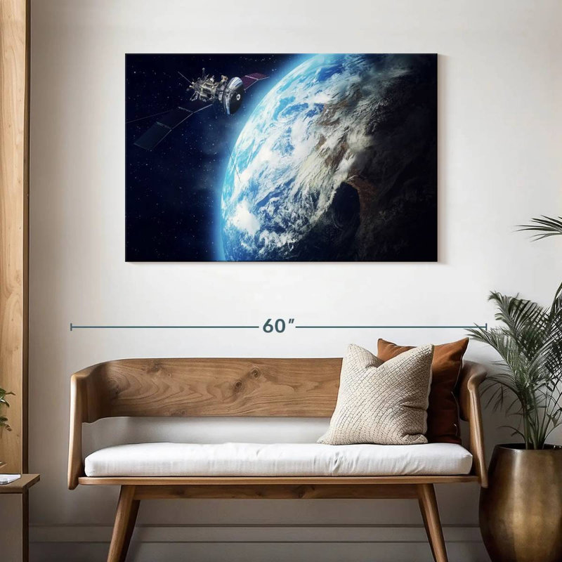Satellite Revolving Earth, 30" H x 45" W