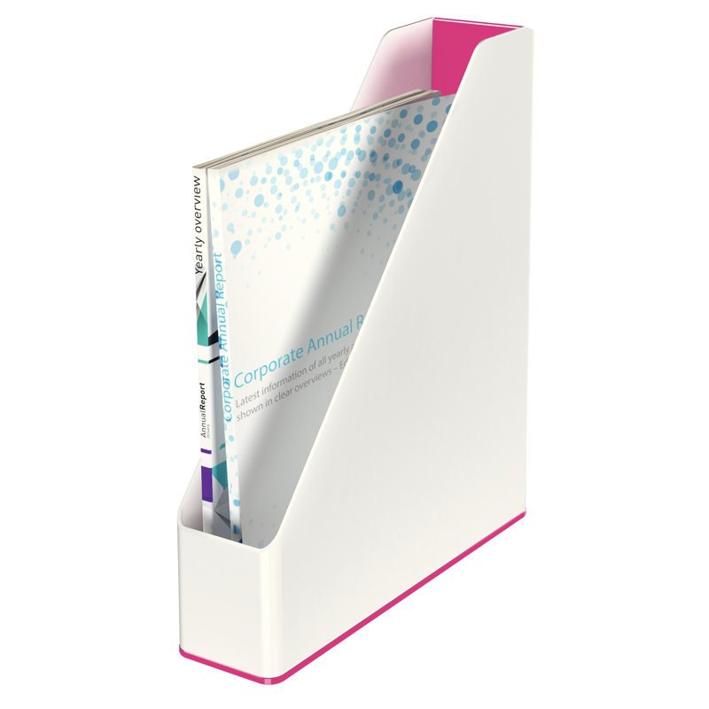 Free Standing Magazine Rack, White/Pink