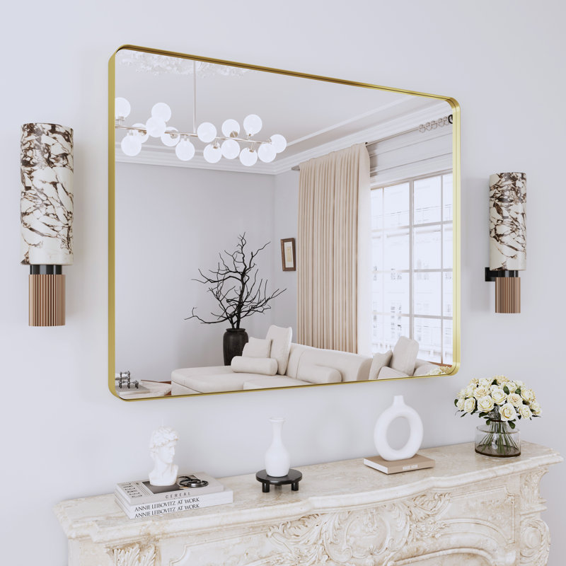 Miroir de salle de bain mural et d'angle Lesamuel, 22 po x 30 po, Doré