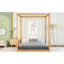 Grand lit à baldaquin naturel avec pieds de soutien - structure en bois de pin stable, configuration de matelas frais, baldaquin élégant, plateforme avec effet de refroidissement sous le lit, look de chambre à coucher moderne, air personnalisé