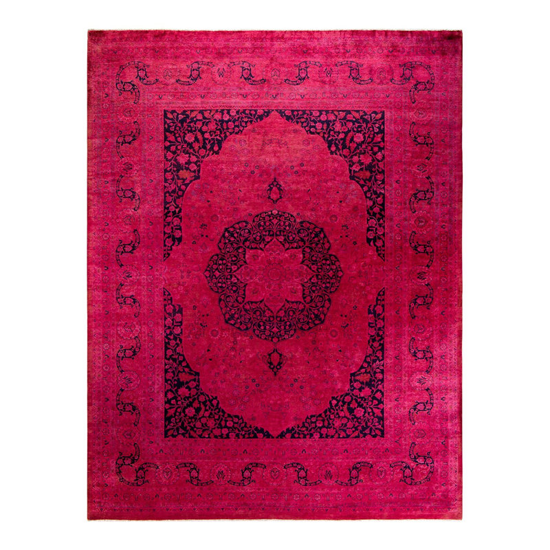 Tapis rose / bleu marine unique 9 pi 2 po x 12 pi Dupoini