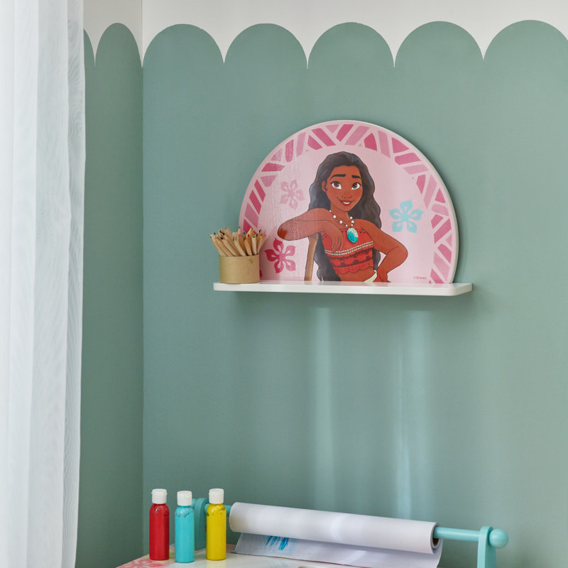 Disney Moana Small Wall Shelf, Decorative Wall Mounted Kids' Shelf | Wooden Floating Shelves For Bedroom and Playroom