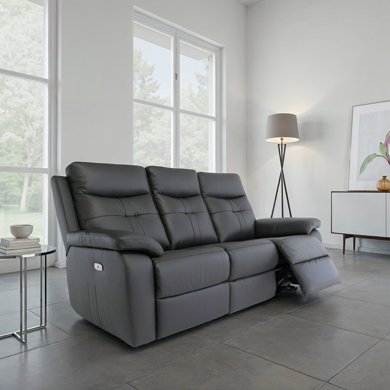 Napoli 3 Seater Electric Reclining Sofa, Charcoal