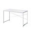 Bureau d'écriture pour bureau à domicile moderne en blanc épuré avec base en traîneau chromé, rectangle de 47,5 po, tablettes ouvertes