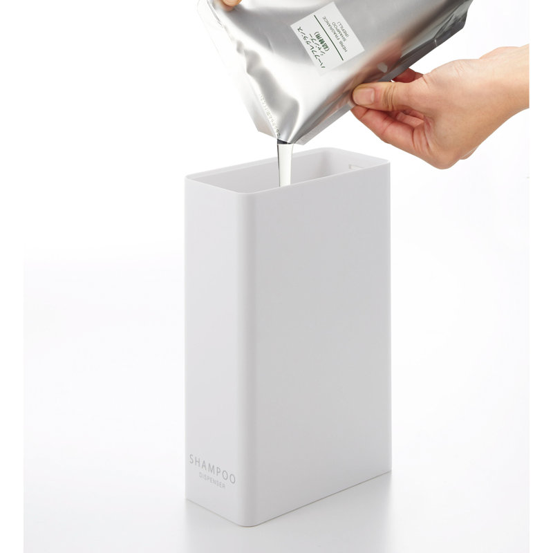 White ABS Resin Rectangular Shampoo Dispenser with Stainless Steel Pump