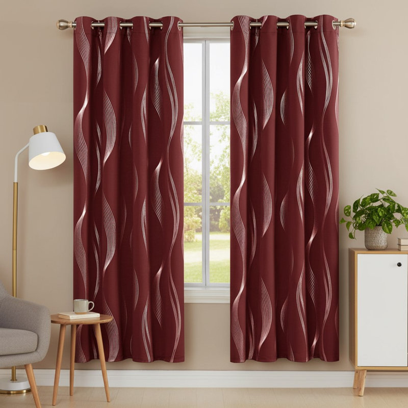 Blackout Curtain Panel Pair, 132cm Width x 183cm Drop, Red