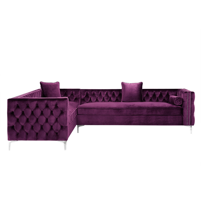 Canapé modulaire en velours Giovanni, Mauve, Orienté à droite (vu de face)