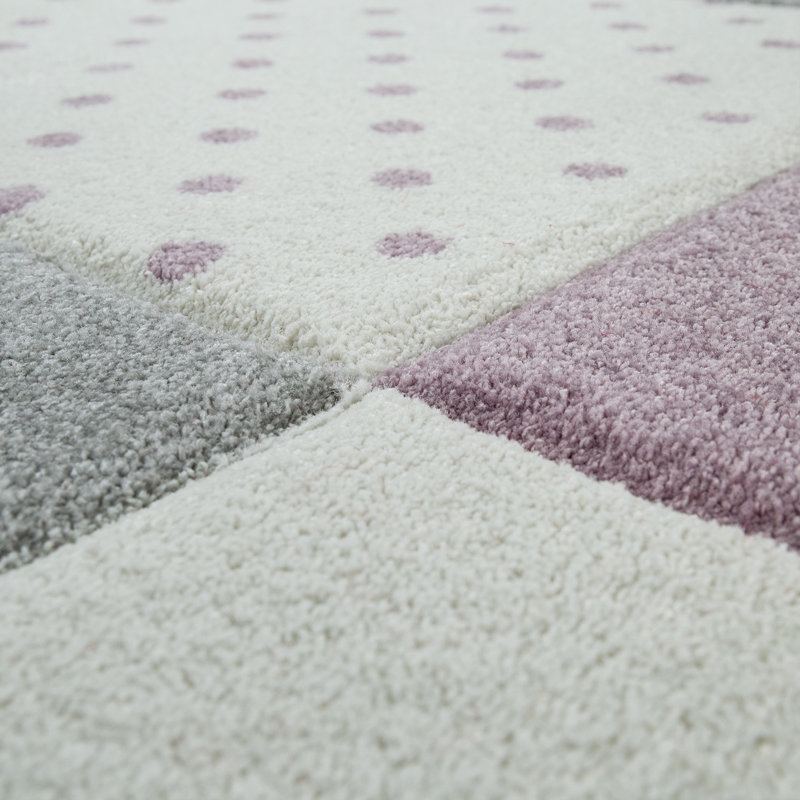 Lewin Geometric Area Rug, Rectangle 5'3" x 7'7", Purple/Gray