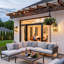 Outdoor Wall Lights with Gold Frame,16 Inch, E12, Sand Black & Gold