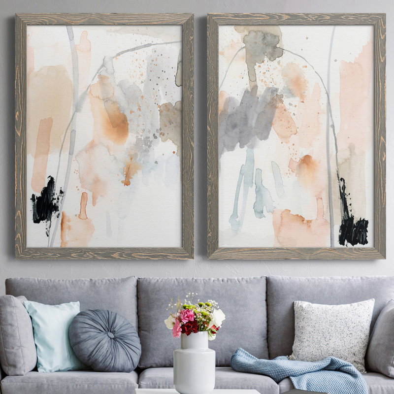 «Tincture I», ensemble de 2 reproductions d'art sur toiles, Toile avec cadre gris, H 37,5 po x l 55 po x P 1,5 po