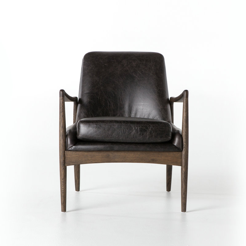 Batool Armchair, Black Genuine Leather