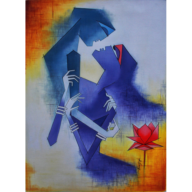 Amativité par Amar Singha - Peinture, H 32 po x l 24 po, Toile tendue