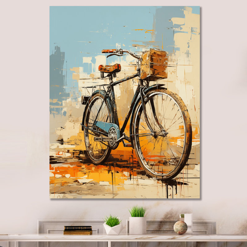 Plageman Bicycle Expressive Journeys An I, reproduction d'art sur toile, H 44 po x l 34 po x P 1,5 po, Toile tendue