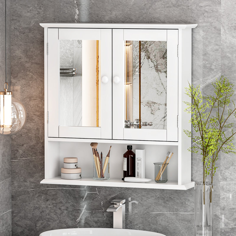 Armoire de rangement murale à miroir