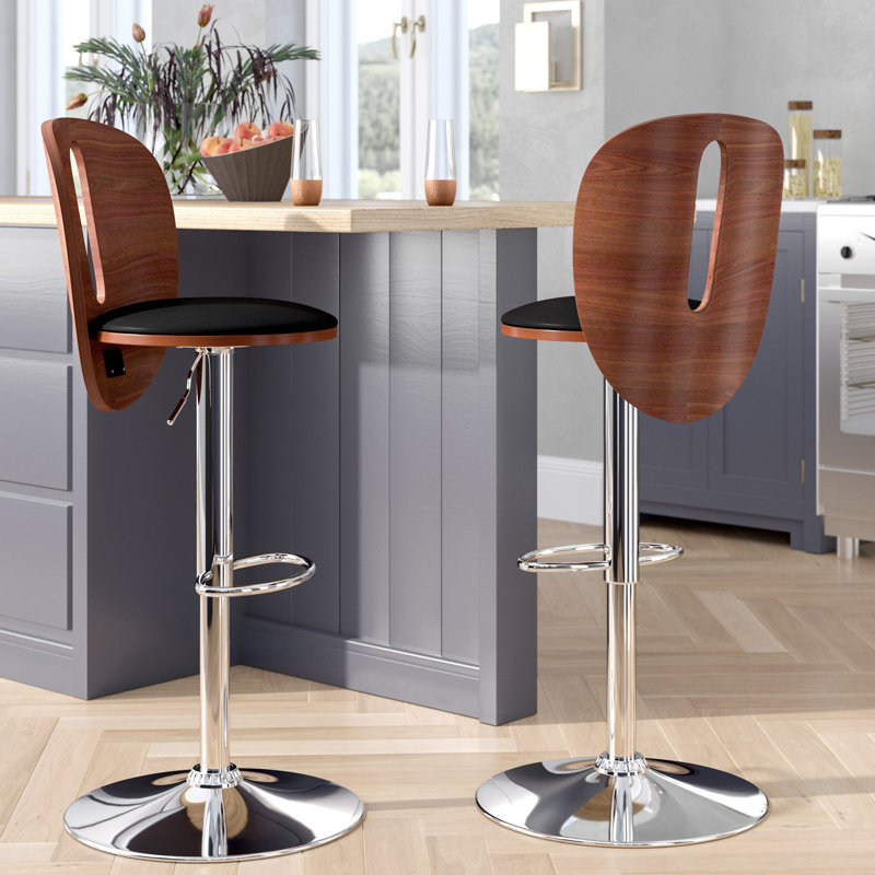 Wooler Swivel Upholstered Adjustable Height Counter Stool with Metal Frame