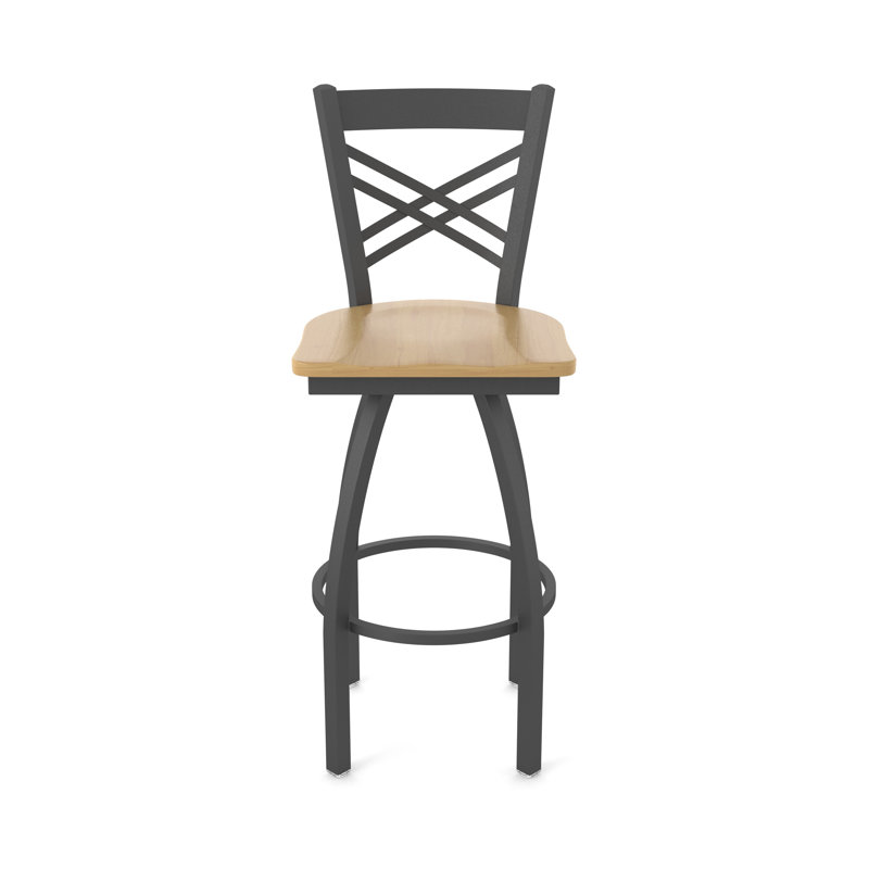 Tabouret tournant 820 Catalina, Étain, Bois - Érable naturel, Très grand (assise de 36 po de hauteur)