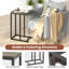C-shaped Side Table Industrial Sofa Table With Heavy-duty Metal Frame Grey-576507256