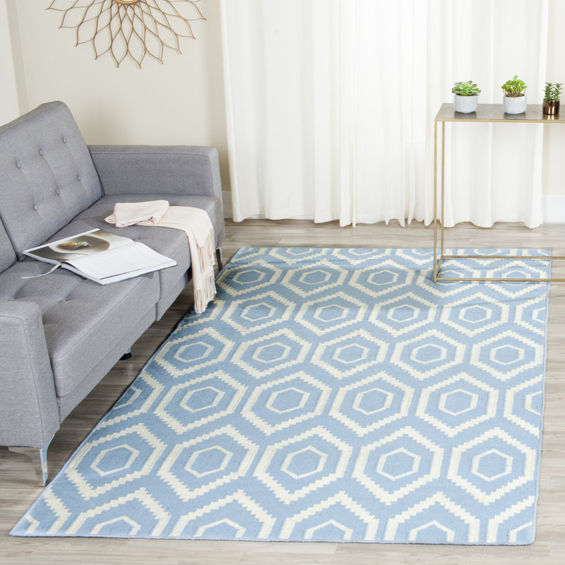 Normal Geometric Wool Hand Woven Area Rug, Rectangle 122 x 183 cm