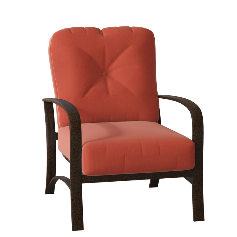 Fremont Outdoor Lounge Chair, Canvas Heather Beige Sunbrella® Canvas, Chestnut Brown