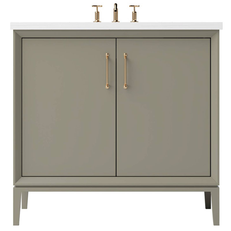 Alexandra Single Bath Vanity, French Olive, Satin Gold, 30"