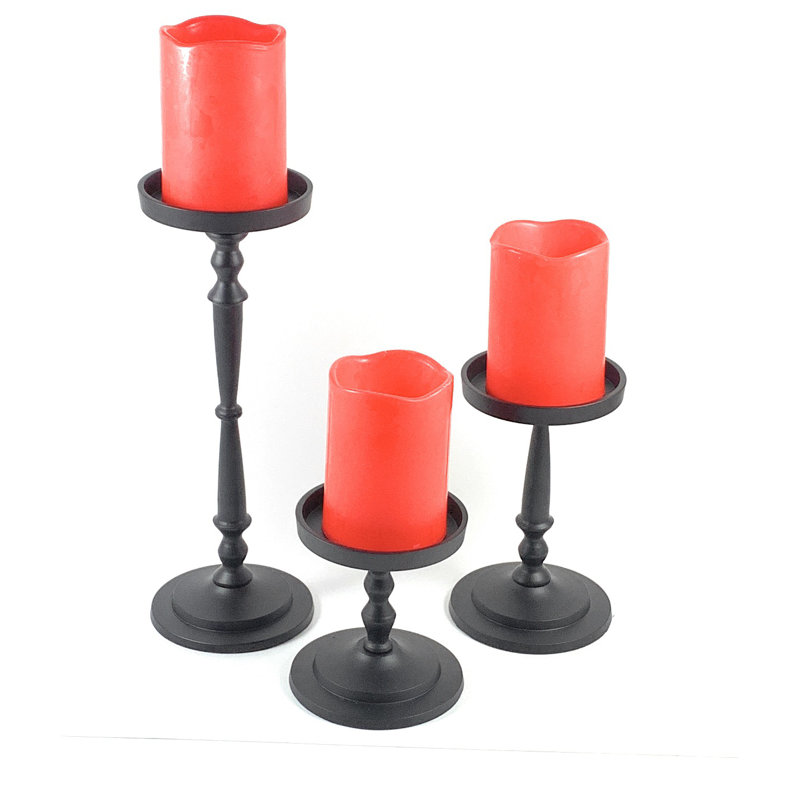 Ensemble de chandelles en métal 3 pièces, Noir mat